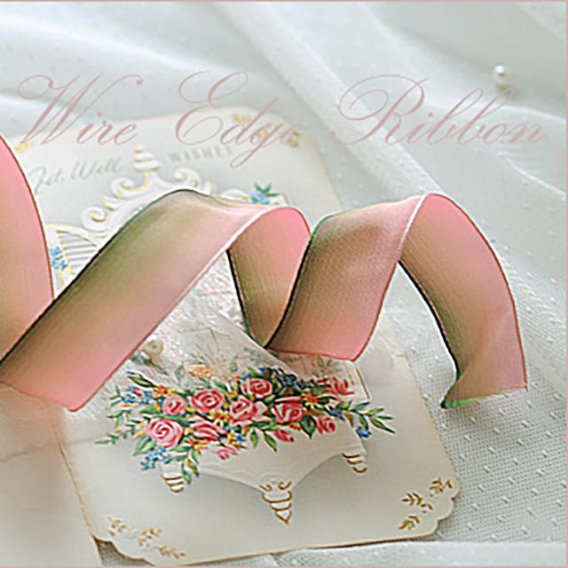 フランス製グラディーションワイヤー入りリボン